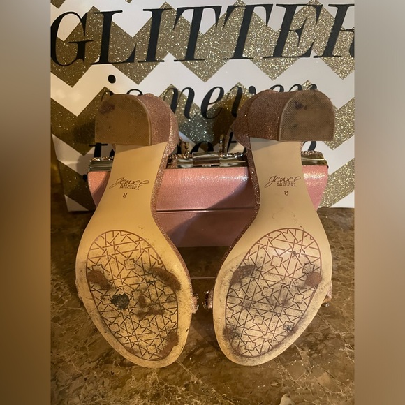 JEWEL BADGLEY MISCHKA Beautiful Rose Gold Evening Heels Size 8 W/Accessory Set - Picture 8 of 15